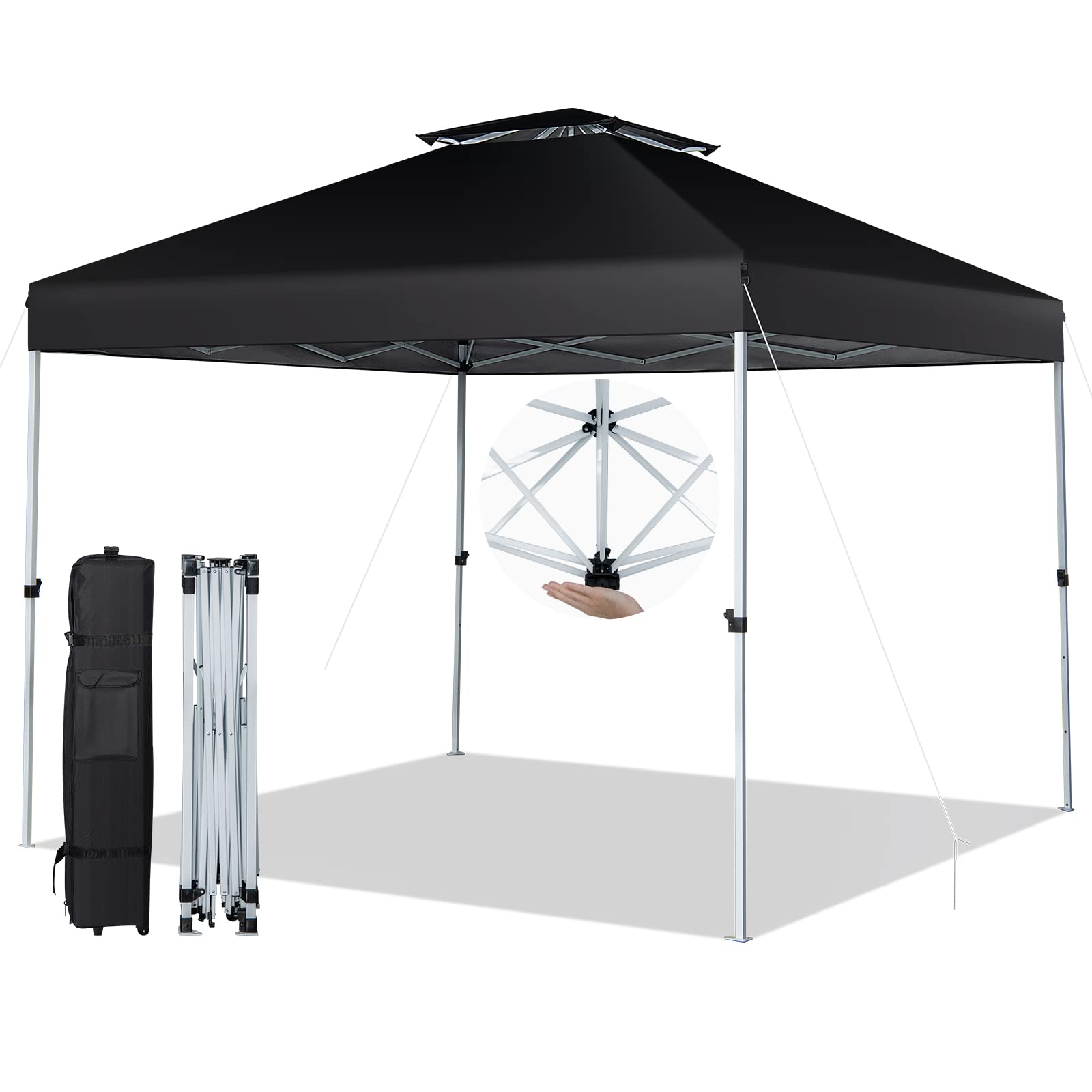 Tangkula 10x10 Ft Pop Up Canopy, Easy Set-up Outdoor Canopy with Center Lock